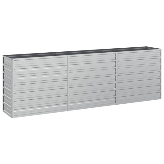 vidaXL Ζαρντινιέρα Υπερυψωμένη Ασημί 240x40x77 εκ. Γαλβανισμ. Χάλυβας