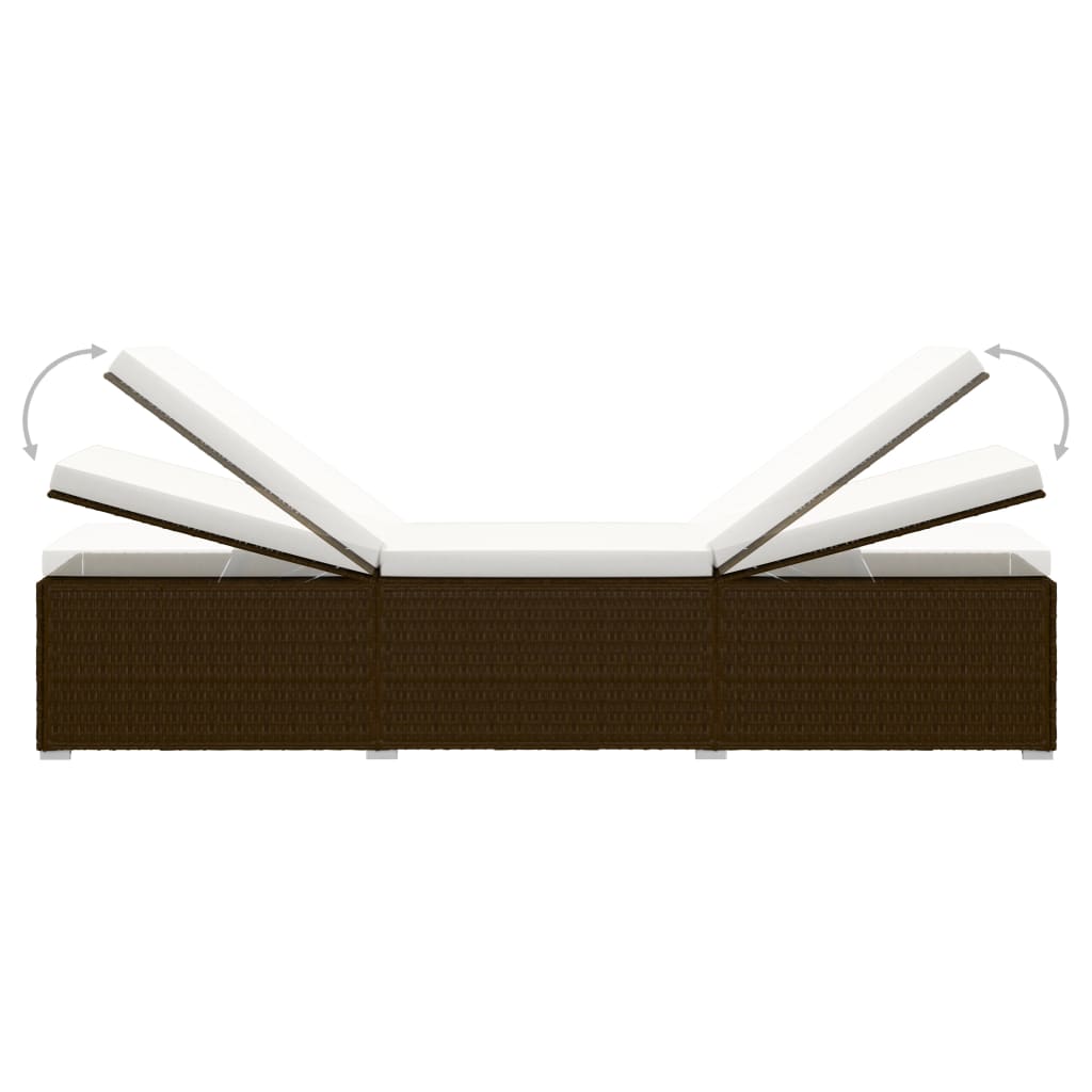 vidaXL Ξαπλώστρα Καφέ από Συνθετικό Ρατάν με Μαξιλάρι & Τραπεζάκι