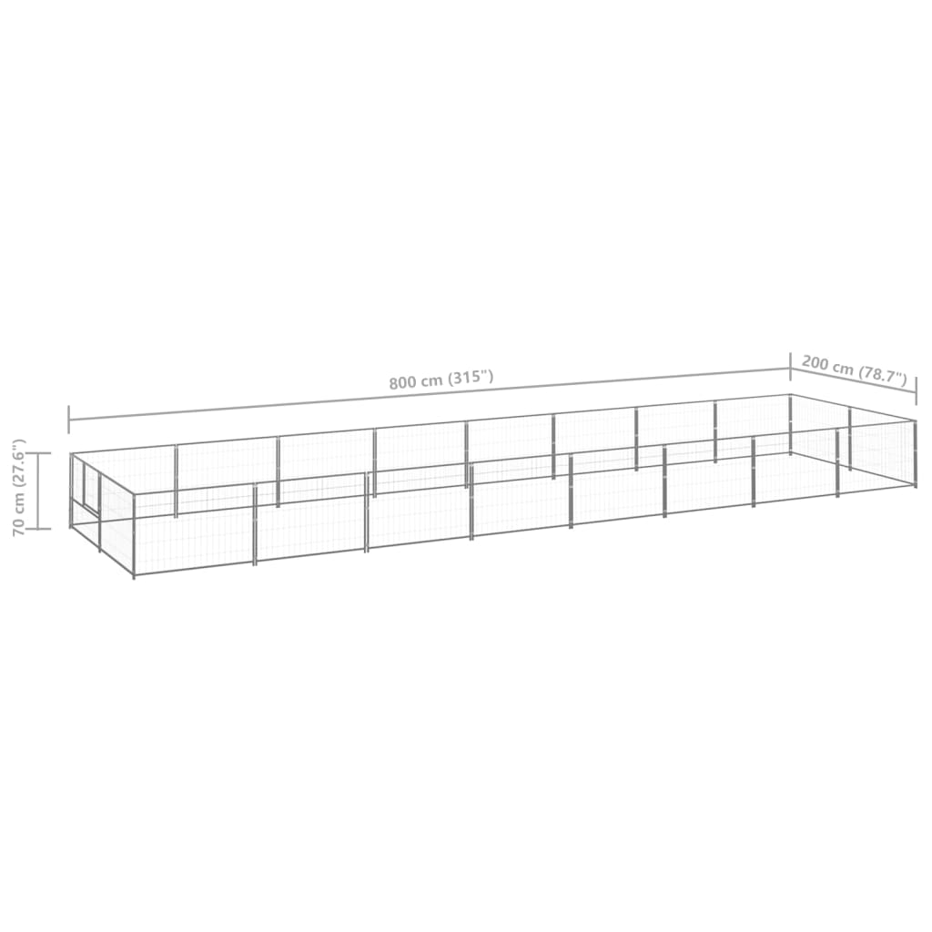 vidaXL Σπιτάκι Σκύλου Ασημί 16 μ² Ατσάλινο