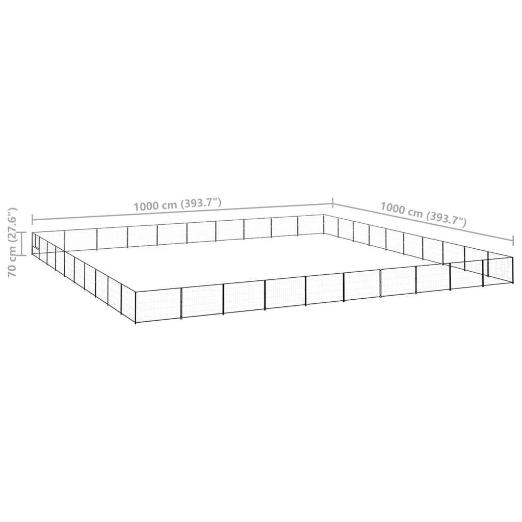 vidaXL Σπιτάκι Σκύλου Μαύρο 100 μ² Ατσάλινο