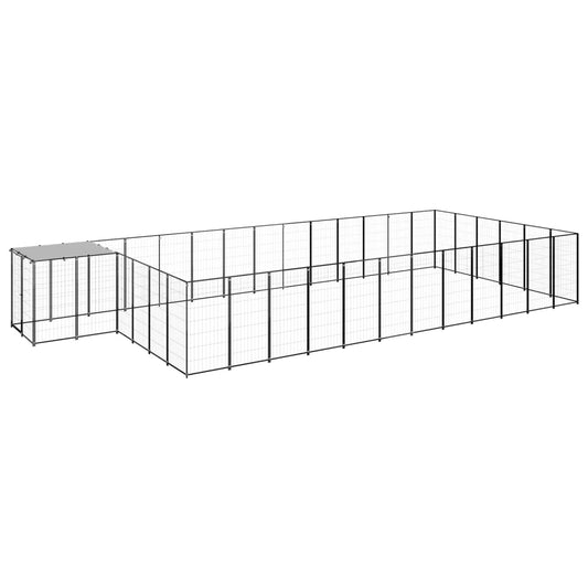 3082216 vidaXL Dog Kennel Black 22,99 m² Ατσάλι (150782+3x150784)