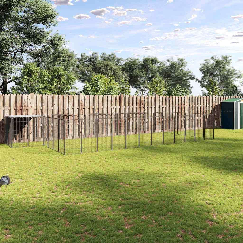 vidaXL Dog Kennel Black 22,99 m² Ατσάλι