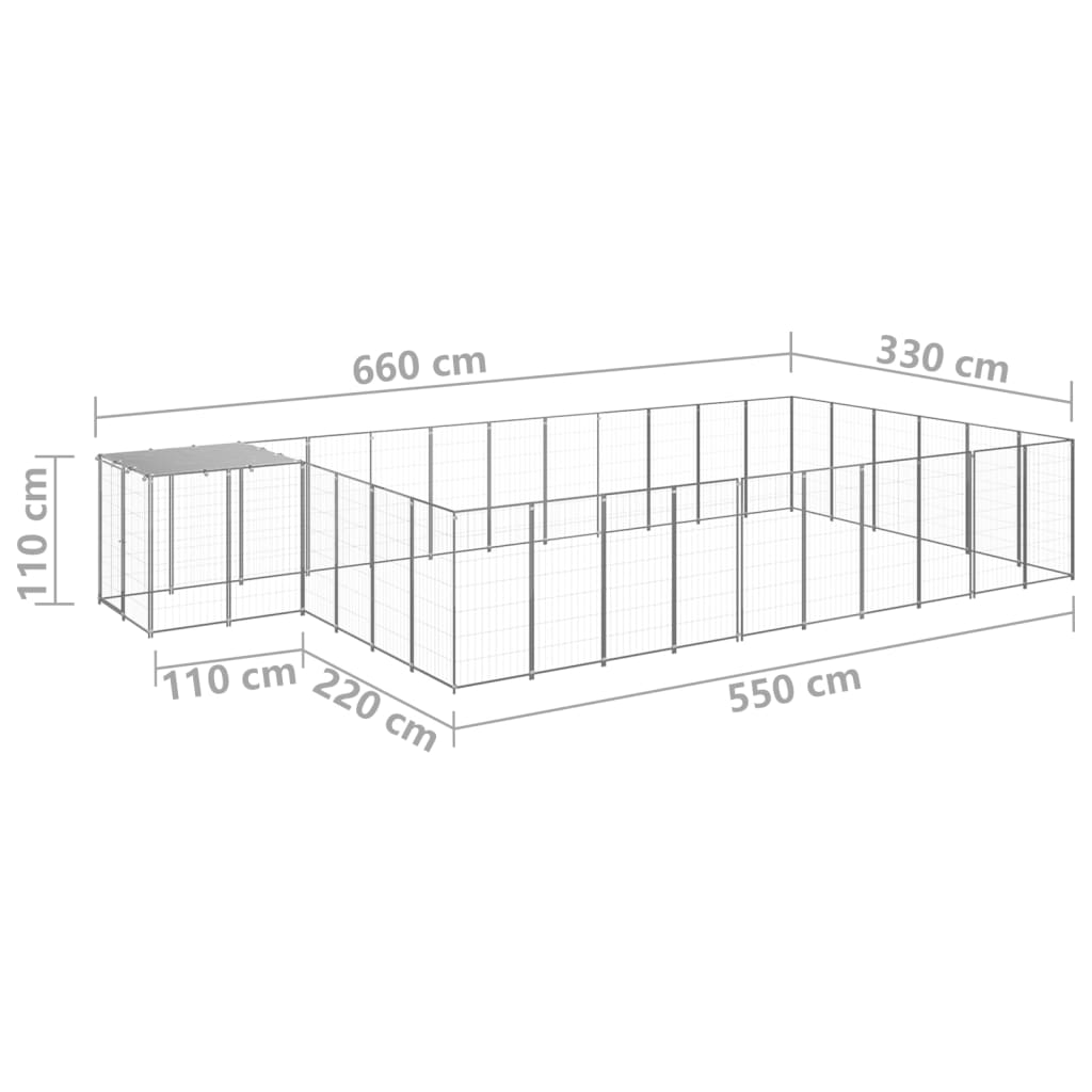 vidaXL Σπιτάκι Σκύλου Ασημί 19,36 μ² Ατσάλινο