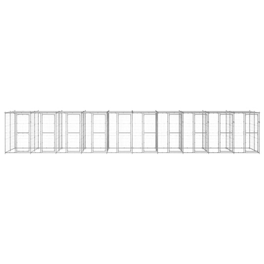 vidaXL Κλουβί Σκύλου Εξ. Χώρου με Στέγαστρο 24,2 μ² Γαλβ. Χάλυβας