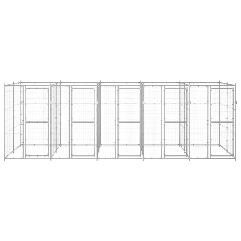 vidaXL Κλουβί Σκύλου Εξωτερικού Χώρου 12,1 μ² από Γαλβανισμένο Χάλυβα