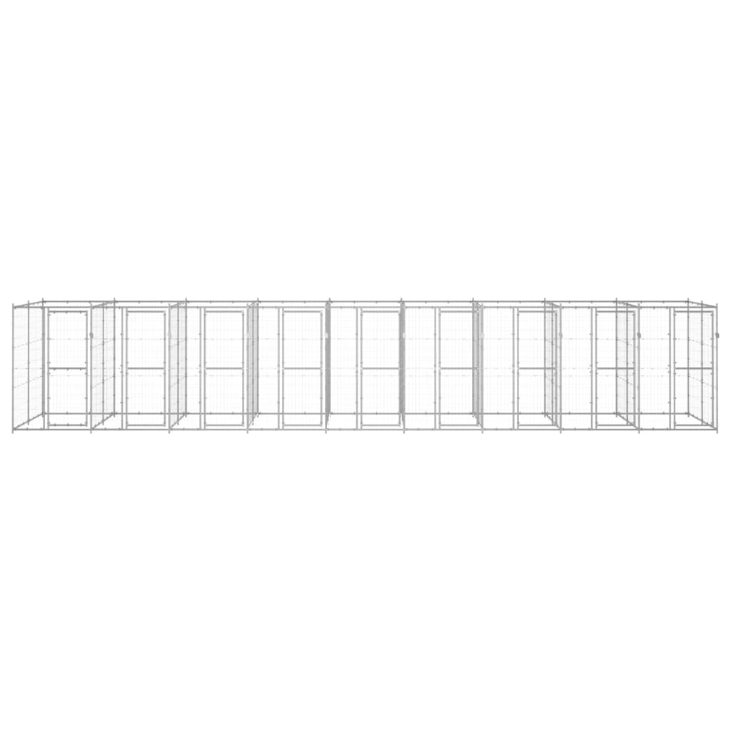 vidaXL Κλουβί Σκύλου Εξωτερικού Χώρου 21,78 μ² από Γαλβανισμένο Χάλυβα