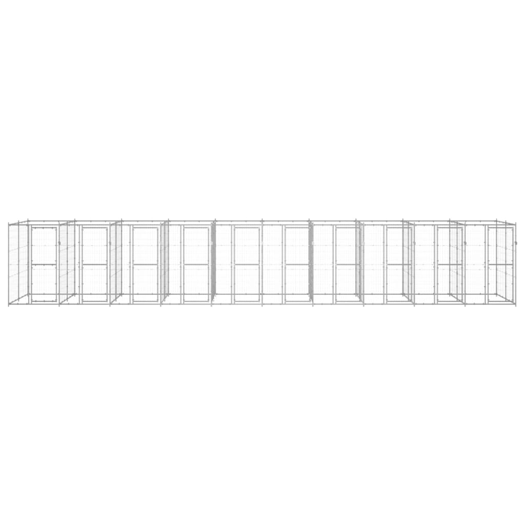 vidaXL Κλουβί Σκύλου Εξωτερικού Χώρου 24,2 μ² από Γαλβανισμένο Χάλυβα