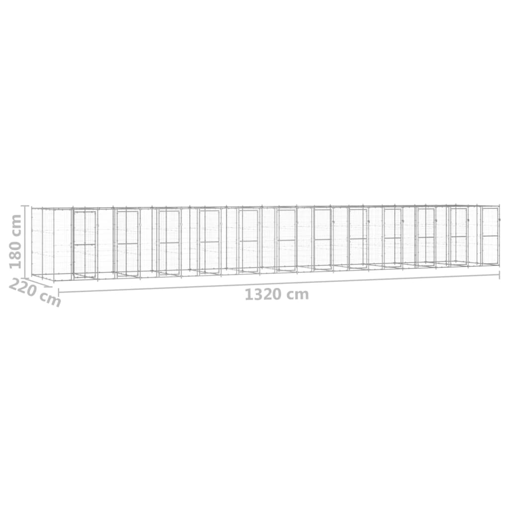 vidaXL Κλουβί Σκύλου Εξωτερικού Χώρου 29,04 μ² από Γαλβανισμένο Χάλυβα