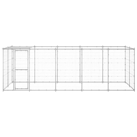 vidaXL Κλουβί Σκύλου Εξωτερικού Χώρου Στέγαστρο 12,1 μ² Γαλβ. Χάλυβας