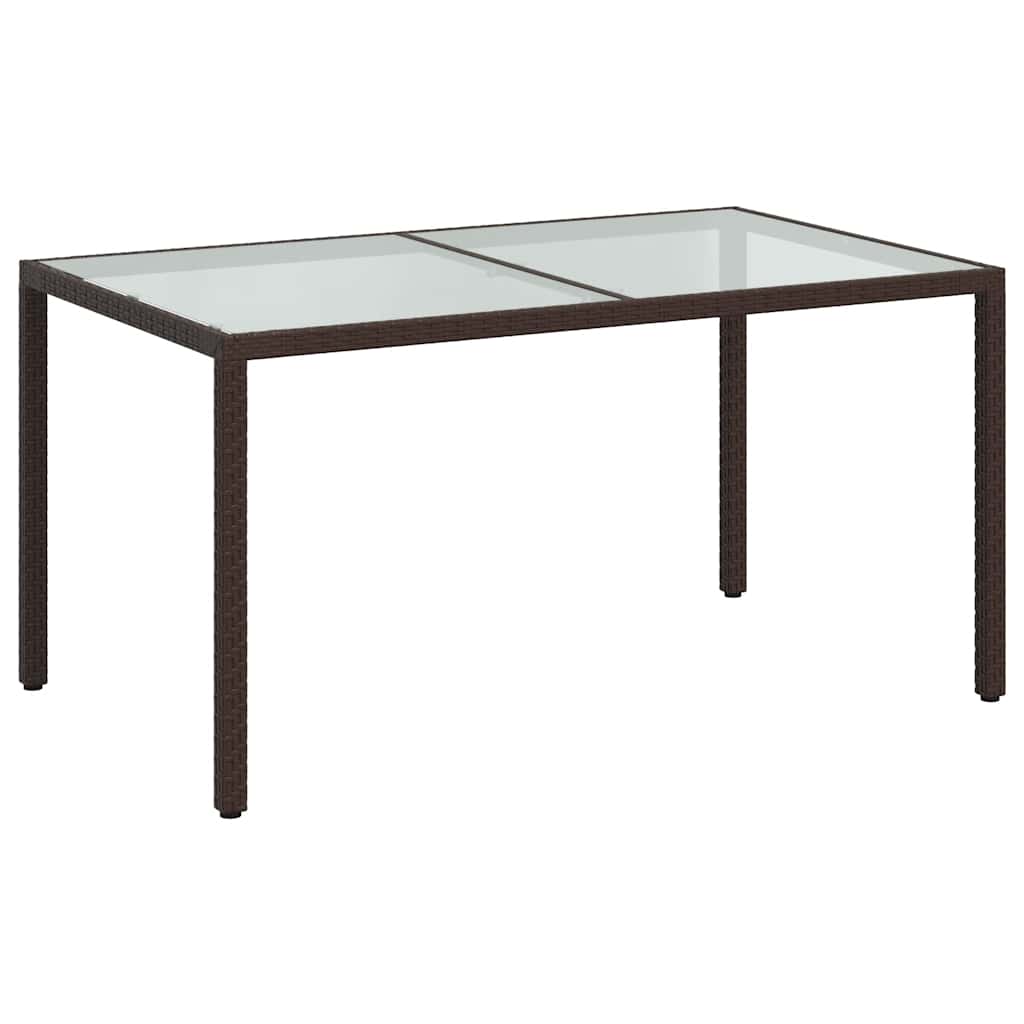 vidaXL Τραπέζι Κήπου Καφέ 150x90x75 εκ. Συνθετικό Ρατάν/Ψημένο Γυαλί