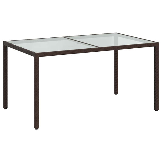 vidaXL Τραπέζι Κήπου Καφέ 150x90x75 εκ. Συνθετικό Ρατάν/Ψημένο Γυαλί