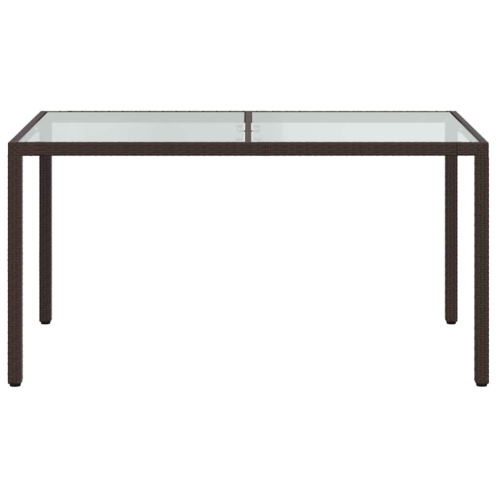 vidaXL Τραπέζι Κήπου Καφέ 150x90x75 εκ. Συνθετικό Ρατάν/Ψημένο Γυαλί