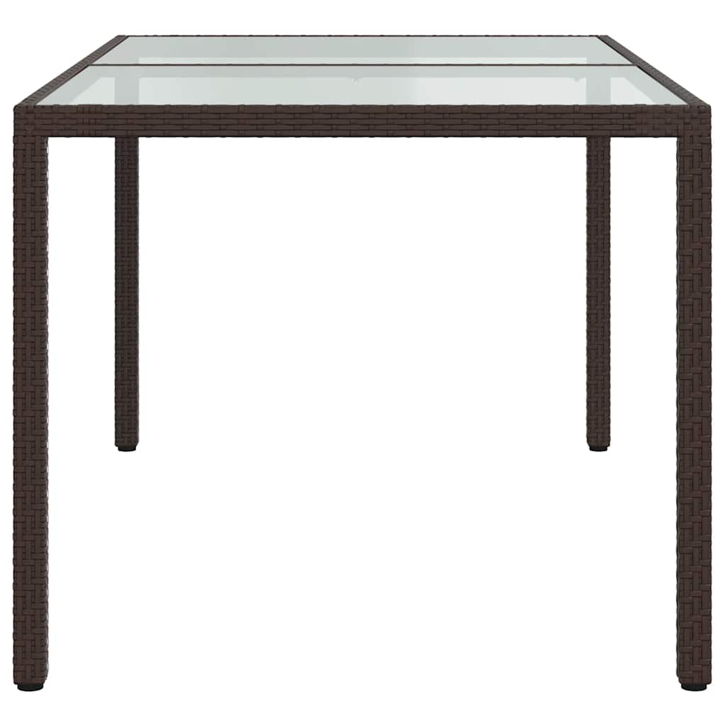 vidaXL Τραπέζι Κήπου Καφέ 150x90x75 εκ. Συνθετικό Ρατάν/Ψημένο Γυαλί