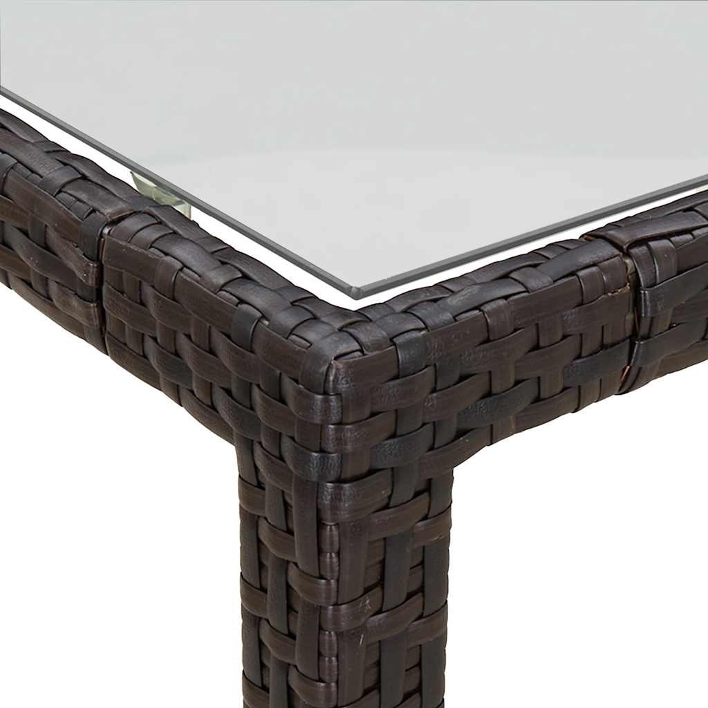 vidaXL Τραπέζι Κήπου Καφέ 150x90x75 εκ. Συνθετικό Ρατάν/Ψημένο Γυαλί