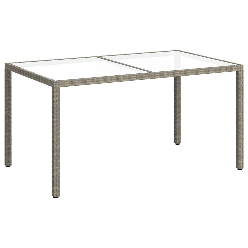 vidaXL Τραπέζι Κήπου Γκρι 150x90x75 εκ. Συνθετικό Ρατάν/Ψημένο Γυαλί