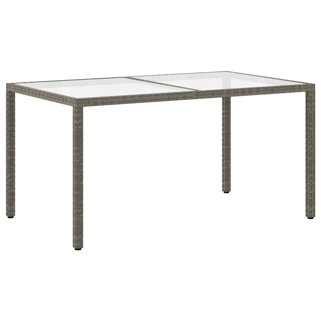 vidaXL Τραπέζι Κήπου Γκρι 150x90x75 εκ. Συνθετικό Ρατάν/Ψημένο Γυαλί