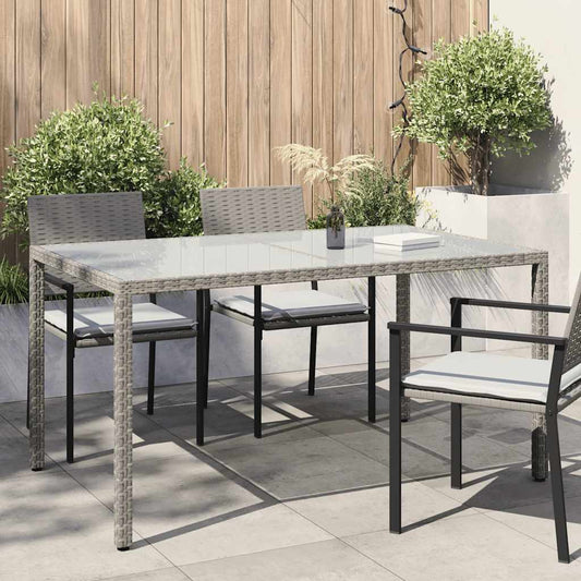 vidaXL Τραπέζι Κήπου Γκρι 150x90x75 εκ. Συνθετικό Ρατάν/Ψημένο Γυαλί