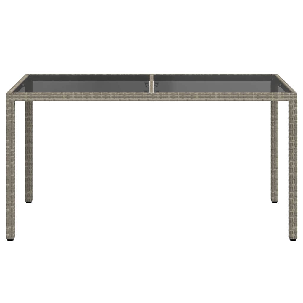 vidaXL Τραπέζι Κήπου Γκρι 150x90x75 εκ. Συνθετικό Ρατάν/Ψημένο Γυαλί