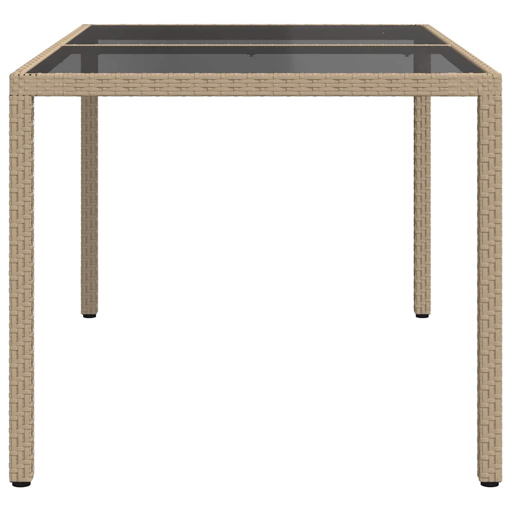 vidaXL Τραπέζι Κήπου Μπεζ 150x90x75 εκ. Συνθετικό Ρατάν/Ψημένο Γυαλί