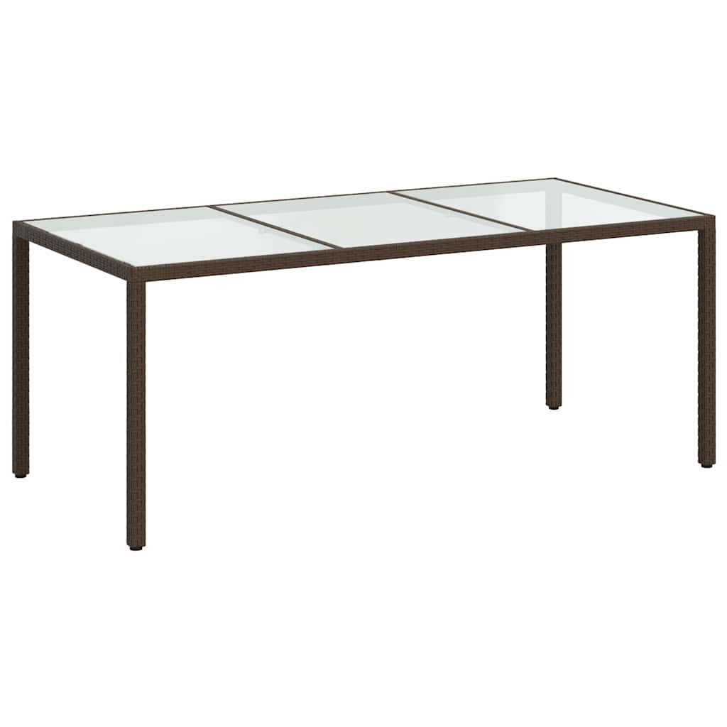 vidaXL Τραπέζι Κήπου Καφέ 190x90x75εκ από Ψημένο Γυαλί/Συνθετικό Ρατάν