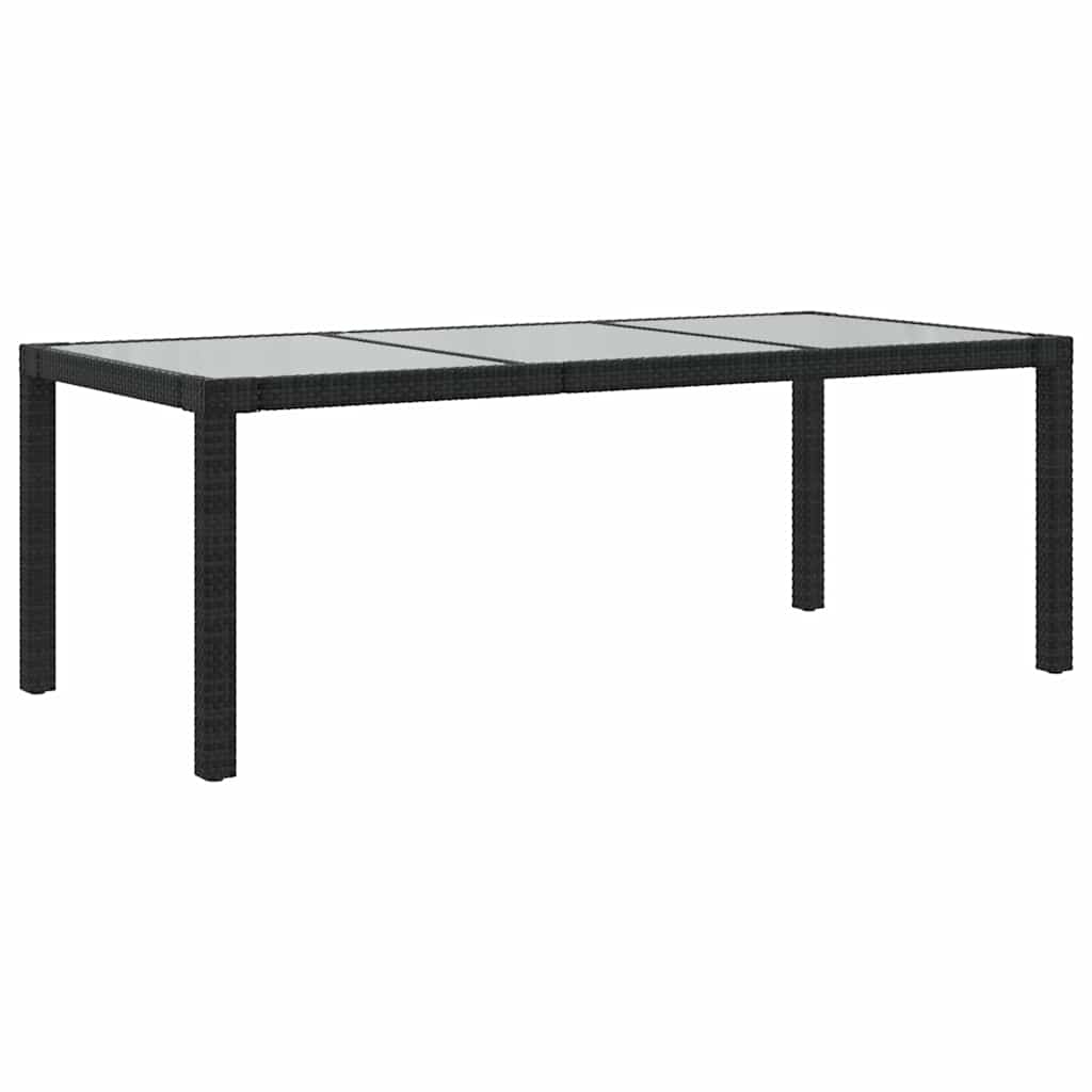 vidaXL Τραπέζι Κήπου Μαύρο 190x90x75 εκ. Ψημένο Γυαλί/Συνθετικό Ρατάν