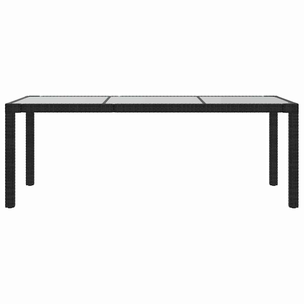vidaXL Τραπέζι Κήπου Μαύρο 190x90x75 εκ. Ψημένο Γυαλί/Συνθετικό Ρατάν