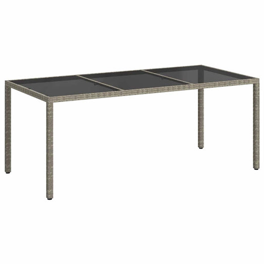 vidaXL Τραπέζι Κήπου Γκρι 190x90x75 εκ. Ψημένο Γυαλί/Συνθετικό Ρατάν