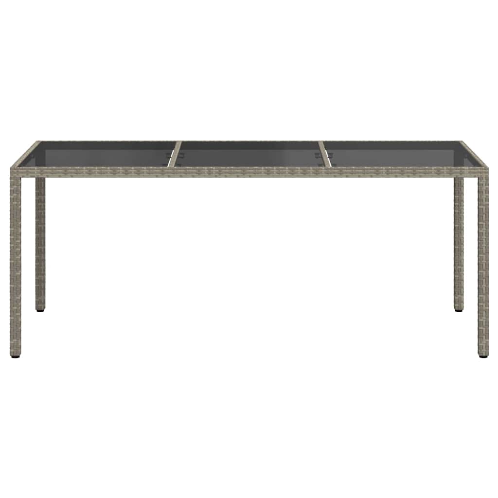 vidaXL Τραπέζι Κήπου Γκρι 190x90x75 εκ. Ψημένο Γυαλί/Συνθετικό Ρατάν