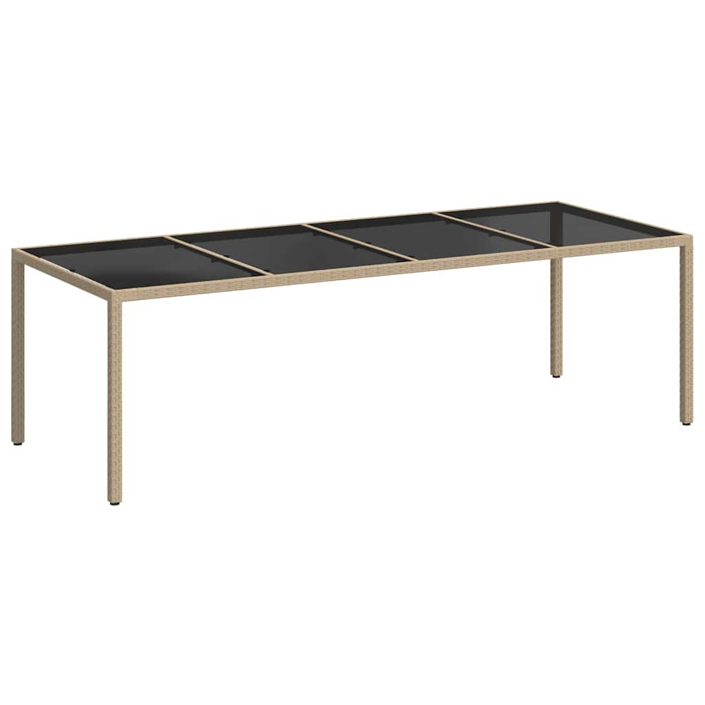vidaXL Τραπέζι Κήπου Μπεζ 250x100x75 εκ. Ψημένο Γυαλί/Συνθετικό Ρατάν