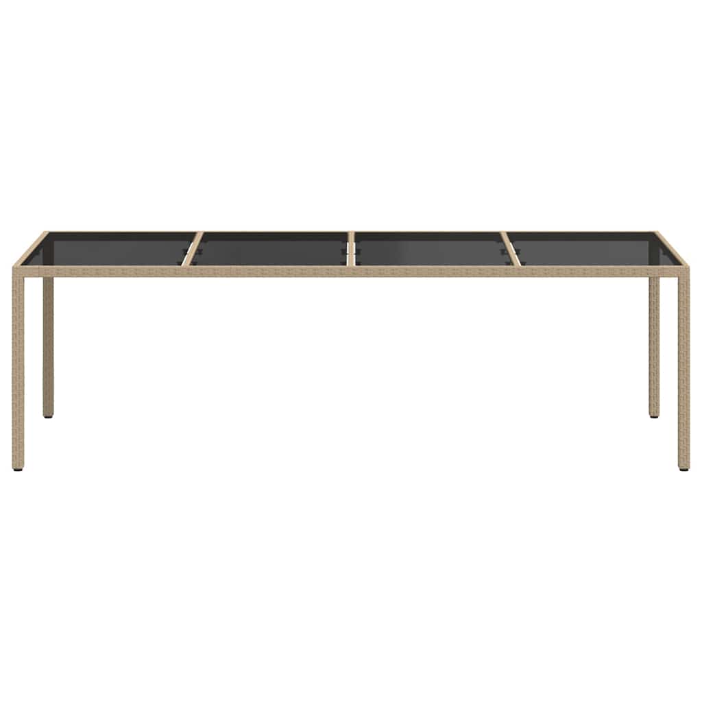 vidaXL Τραπέζι Κήπου Μπεζ 250x100x75 εκ. Ψημένο Γυαλί/Συνθετικό Ρατάν
