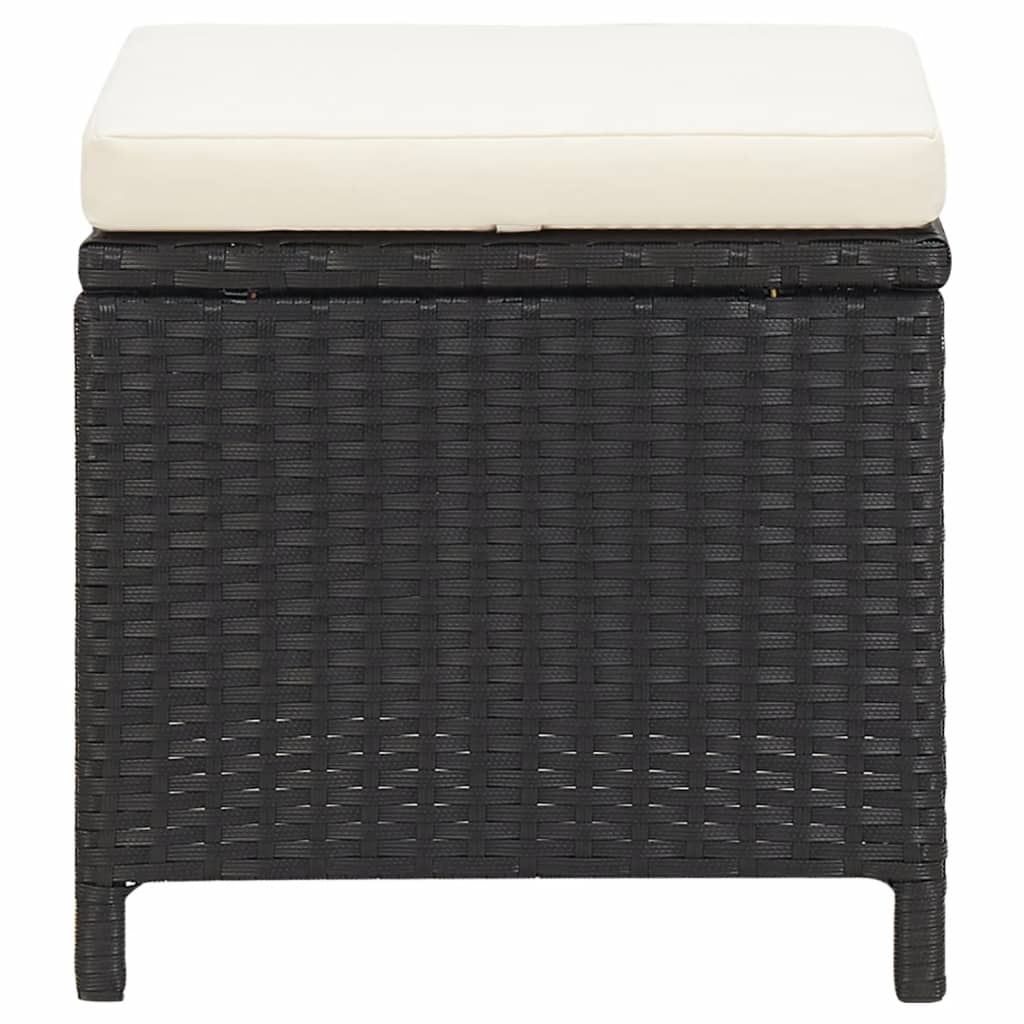 vidaXL Σκαμπό Κήπου 4 τεμ. Μαύρα από Συνθετικό Ρατάν με Μαξιλάρια