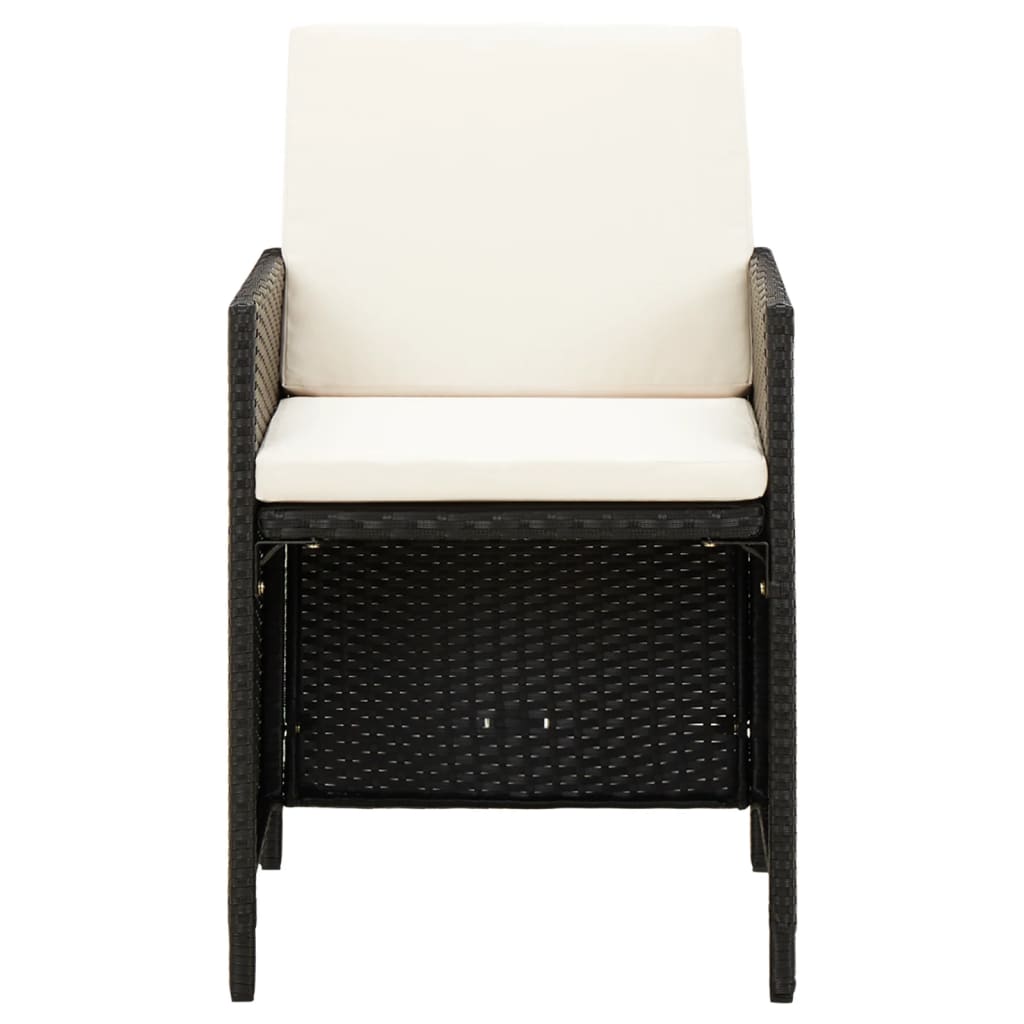 vidaXL Καρέκλα και Σκαμπό Κήπου Σετ 4 Τεμαχίων Μαύρο Συνθετικό Ρατάν