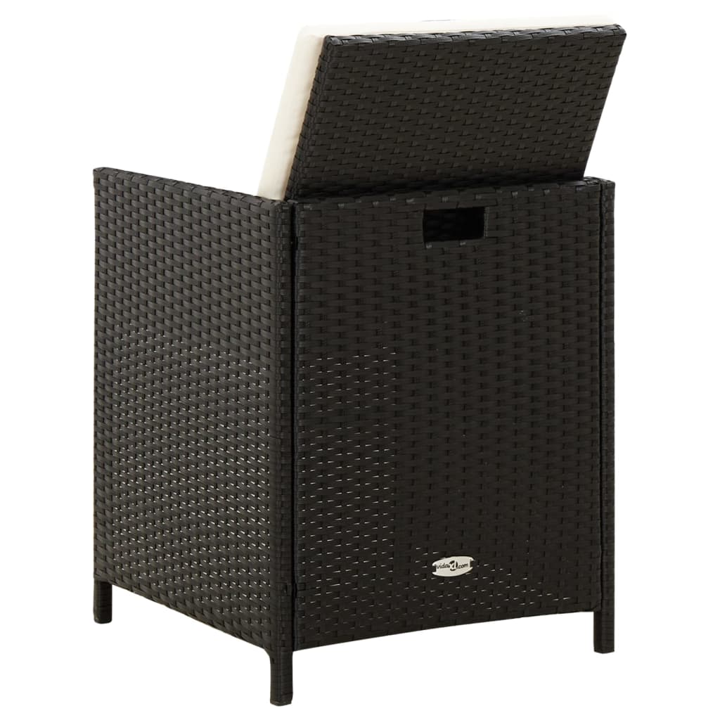 vidaXL Καρέκλα και Σκαμπό Κήπου Σετ 4 Τεμαχίων Μαύρο Συνθετικό Ρατάν