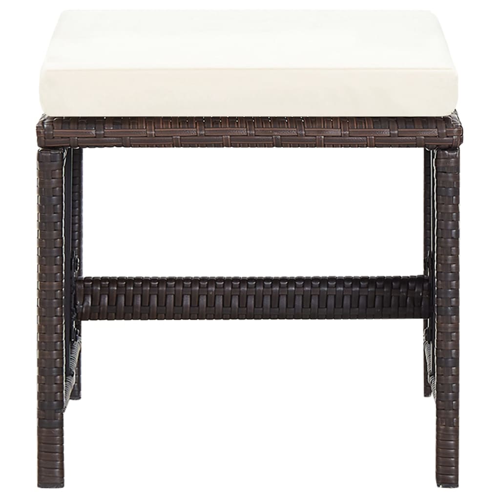 vidaXL Καρέκλα και Σκαμπό Κήπου Σετ 4 Τεμαχίων Καφέ Συνθετικό Ρατάν