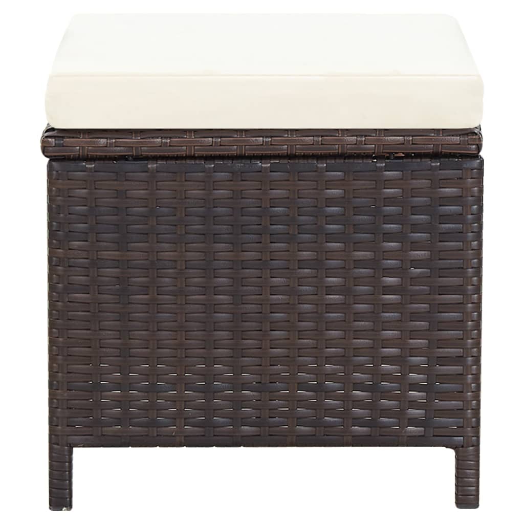 vidaXL Καρέκλα και Σκαμπό Κήπου Σετ 4 Τεμαχίων Καφέ Συνθετικό Ρατάν