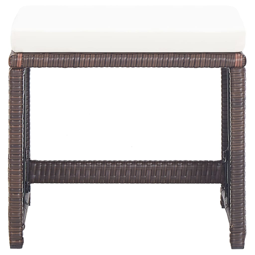 vidaXL Σκαμπό Κήπου 4 τεμ. Καφέ από Συνθετικό Ρατάν με Μαξιλάρια