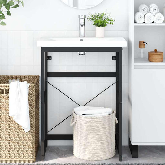 vidaXL Έπιπλο Μπάνιου Μαύρο 59 x 38 x 83 εκ. Σιδερένιο