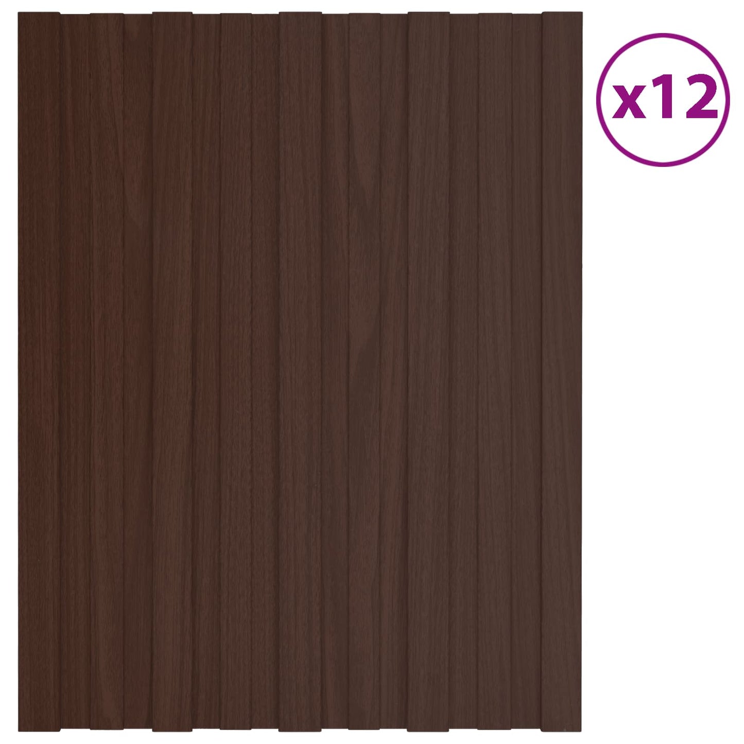 vidaXL Πάνελ οροφής 12 pcs Καφέ 60 x 45 cm Γαλβανισμένος χάλυβας