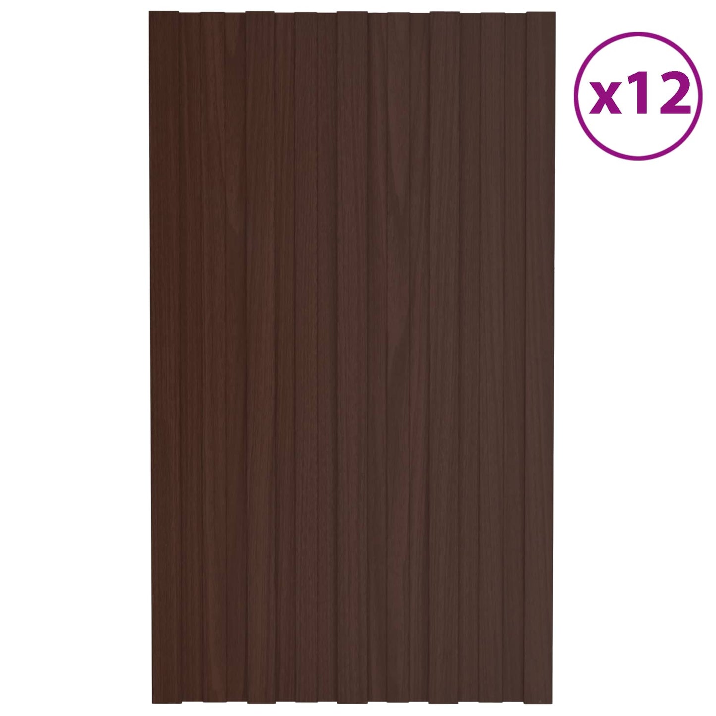 vidaXL Πάνελ οροφής 12 pcs Καφέ 80 x 45 cm Γαλβανισμένος χάλυβας