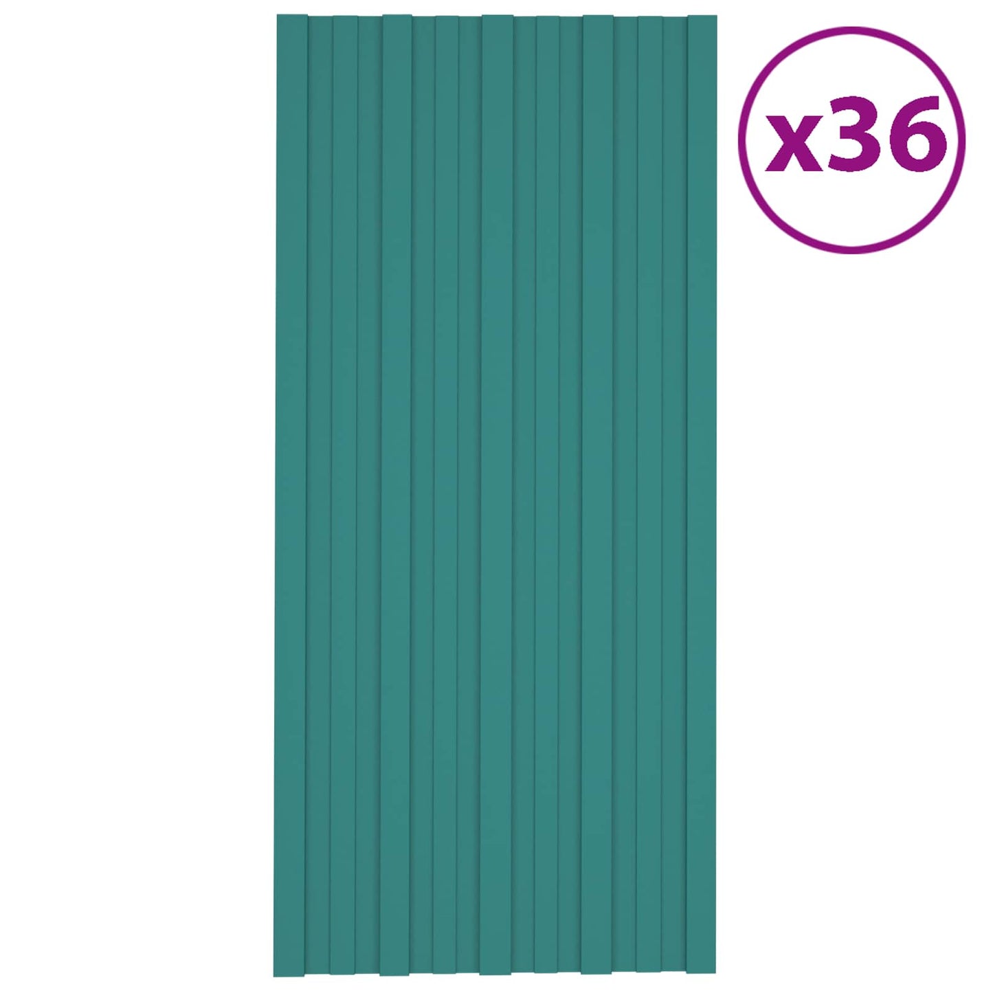 vidaXL Πάνελ οροφής 36 pcs Πράσινο 100 x 45 cm Γαλβανισμένος χάλυβας