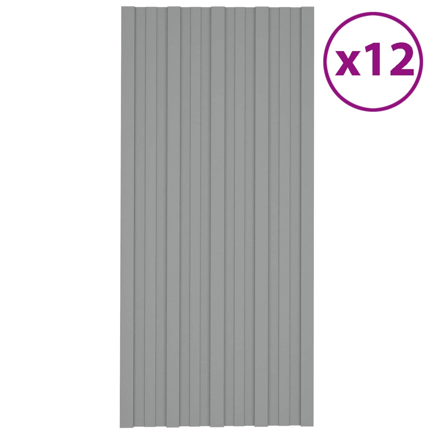 vidaXL Πάνελ οροφής 12 pcs Γκρι 100 x 45 cm Γαλβανισμένος χάλυβας