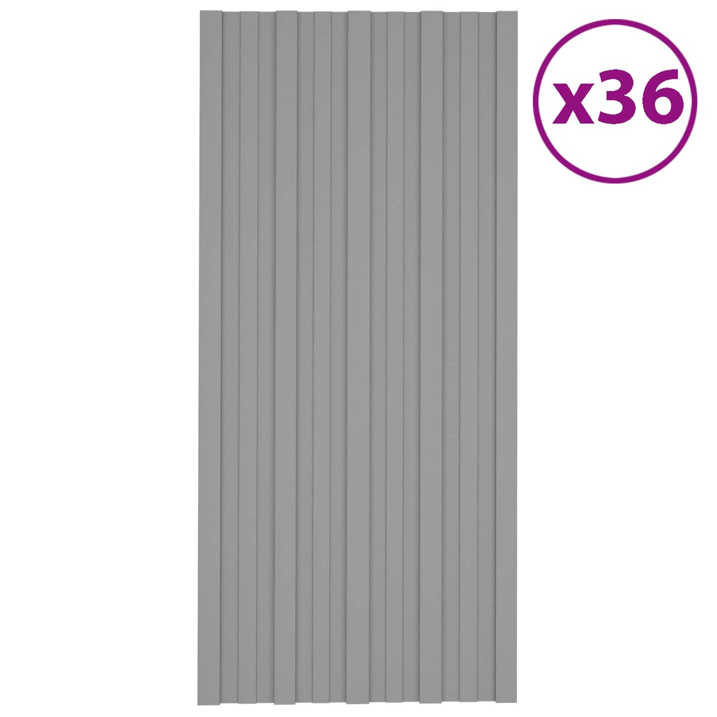 vidaXL Πάνελ οροφής 36 pcs Γκρι 100 x 45 cm Γαλβανισμένος χάλυβας