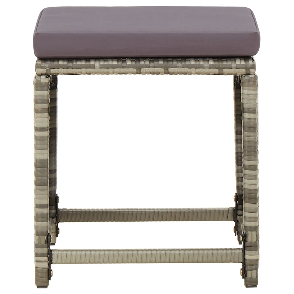 vidaXL Σκαμπό Κήπου 4 τεμ. Γκρι από Συνθετικό Ρατάν με Μαξιλάρια