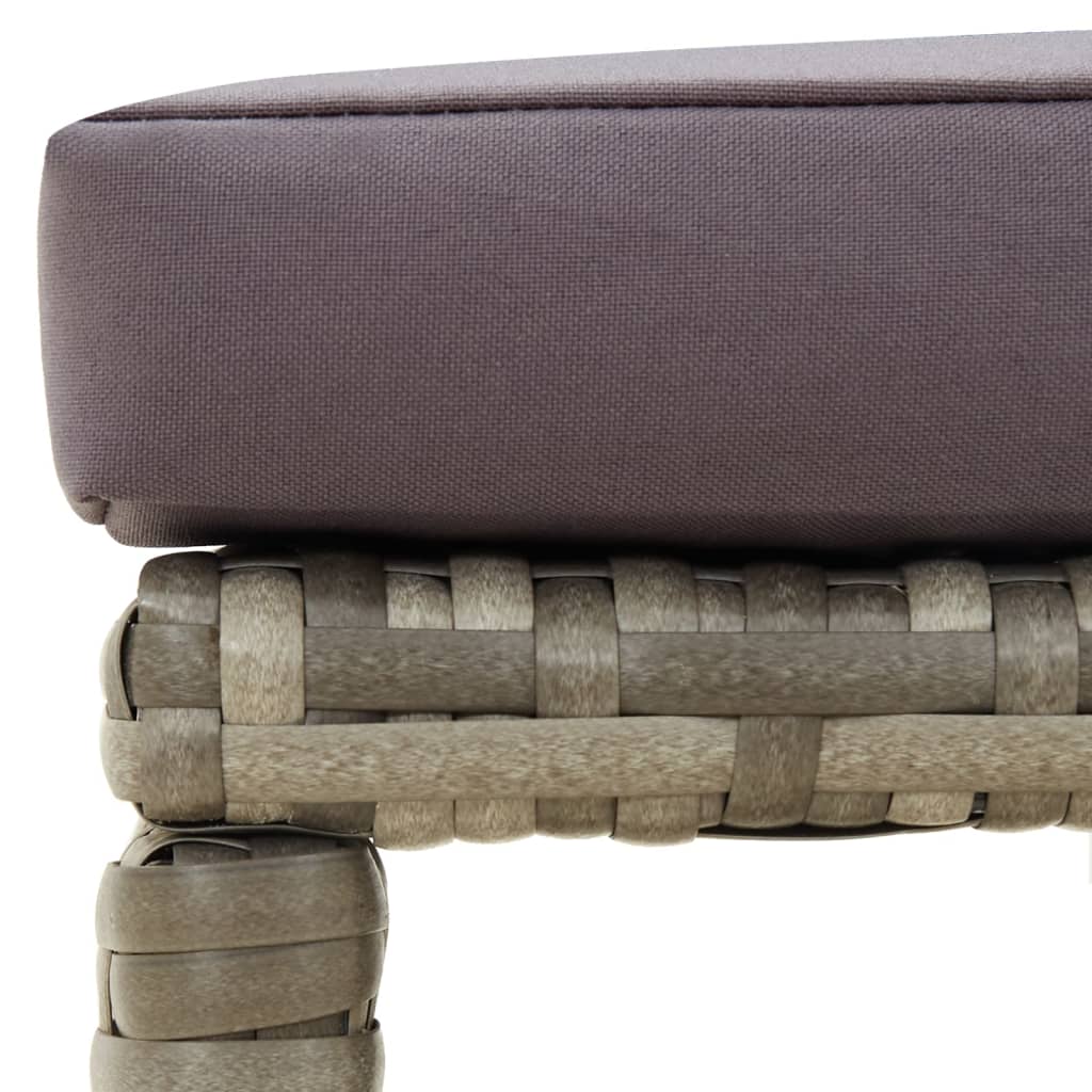 vidaXL Σκαμπό Κήπου 4 τεμ. Γκρι από Συνθετικό Ρατάν με Μαξιλάρια