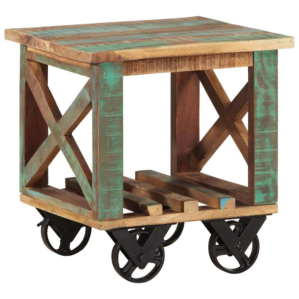 vidaXL Τραπεζάκι με Τροχούς 40x40x42 εκ. από Μασίφ Ανακυκλωμένο Ξύλο