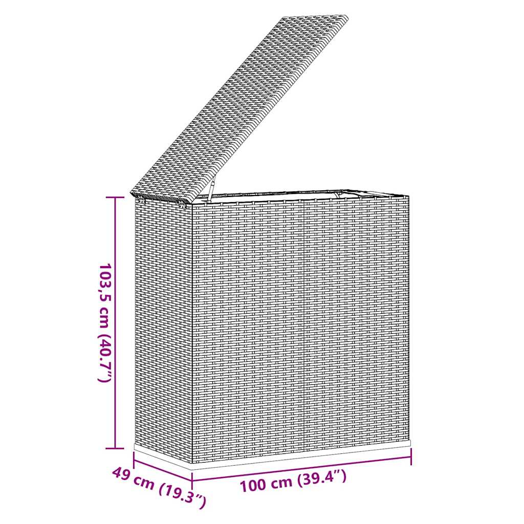 vidaXL Κουτί Μαξιλαριού Κήπου Καφέ 100x49x103,5 εκ. Ρατάν Πολυαιθ.