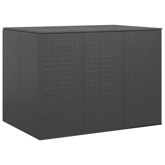 vidaXL Κουτί Μαξιλαριού Κήπου Μαύρο 145x100x103 εκ. Ρατάν Πολυαιθ.