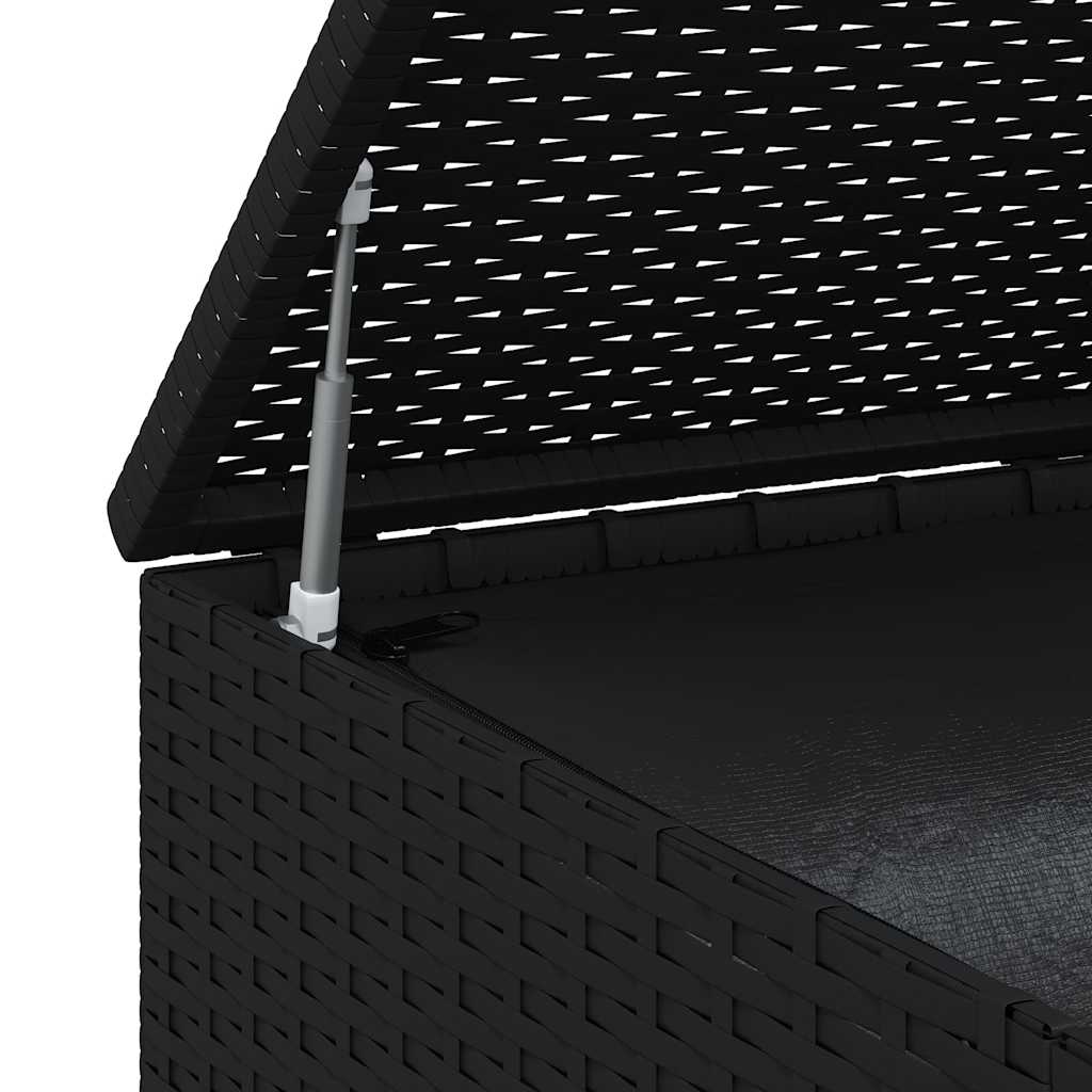 vidaXL Κουτί Μαξιλαριού Κήπου Μαύρο 145x100x103 εκ. Ρατάν Πολυαιθ.