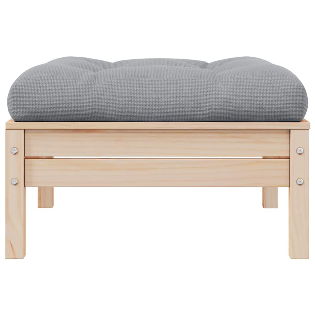 vidaXL Καναπές Κήπου Διθέσιος από Μασίφ Ξύλο Πεύκου με Γκρι Μαξιλάρια