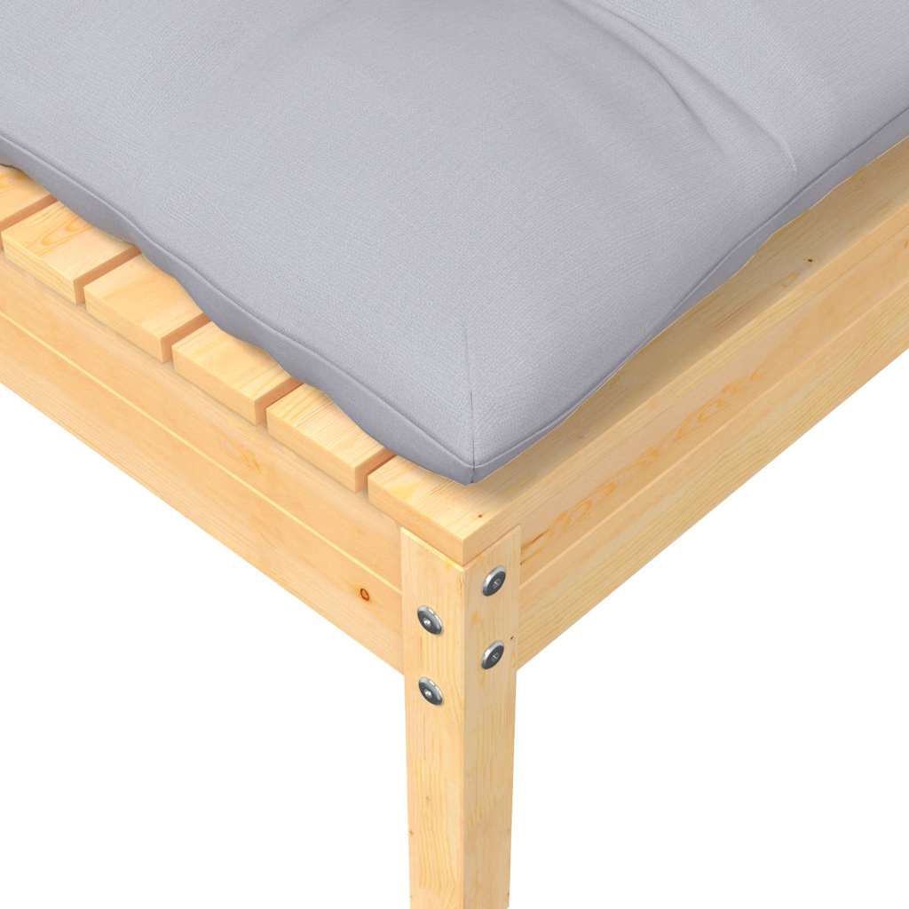 vidaXL Καναπές Κήπου Διθέσιος από Μασίφ Ξύλο Πεύκου με Γκρι Μαξιλάρια